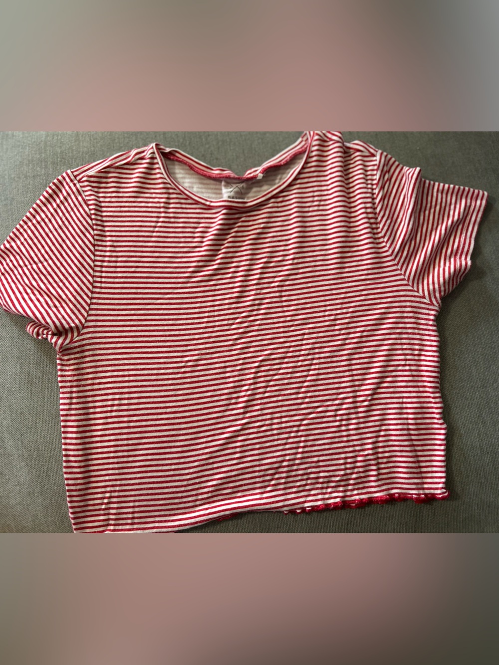 PAC Sun Red & White Striped Short Sleeve Tee Crop